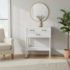 Pearl White Wooden 3 Drawer Console Table with Lower Shelf