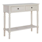 Antique White Wooden 2 Drawer Console Table with Lower Shelf