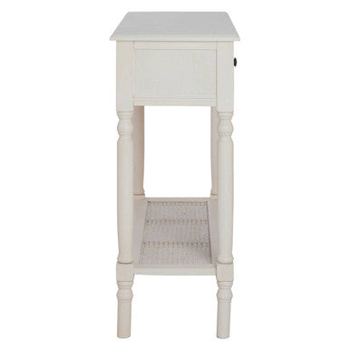 Antique White Wooden 2 Drawer Console Table with Lower Shelf