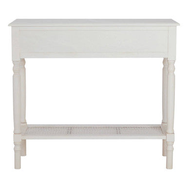 Antique White Wooden 2 Drawer Console Table with Lower Shelf