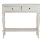 Antique White Wooden 2 Drawer Console Table with Lower Shelf