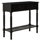Black Wooden 2 Drawer Console Table with Lower Shelf