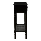 Black Wooden 2 Drawer Console Table with Lower Shelf