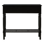 Black Wooden 2 Drawer Console Table with Lower Shelf