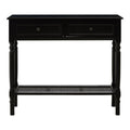 Black Wooden 2 Drawer Console Table with Lower Shelf
