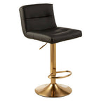 Black Leather Effect Bar Stool with Gold Finish Base