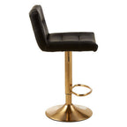 Black Leather Effect Bar Stool with Gold Finish Base
