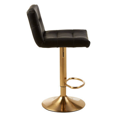 Black Leather Effect Bar Stool with Gold Finish Base
