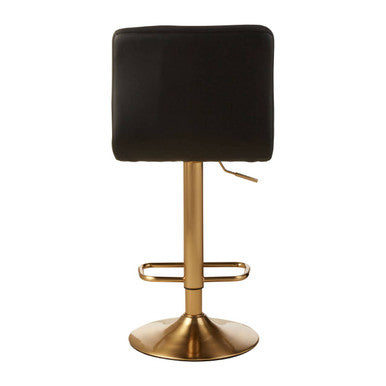 Black Leather Effect Bar Stool with Gold Finish Base