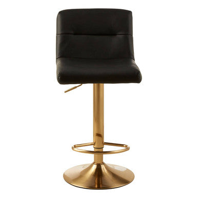 Black Leather Effect Bar Stool with Gold Finish Base