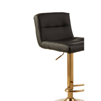 Black Leather Effect Bar Stool with Gold Finish Base