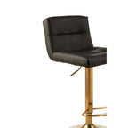 Black Leather Effect Bar Stool with Gold Finish Base