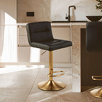 Black Leather Effect Bar Stool with Gold Finish Base