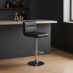 Black Leather Effect Adjustable Bar Chair