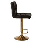 Black Quilted Leather Effect Bar Stool with Gold Finish Base
