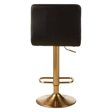 Black Quilted Leather Effect Bar Stool with Gold Finish Base