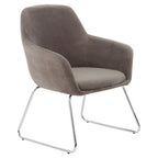 Grey Velvet Dining Chair with Chrome Legs