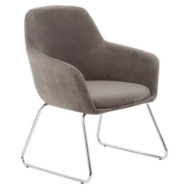 Grey Velvet Dining Chair with Chrome Legs