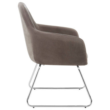 Grey Velvet Dining Chair with Chrome Legs