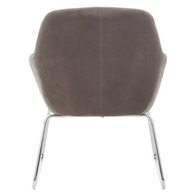 Grey Velvet Dining Chair with Chrome Legs