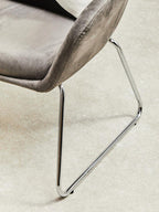 Grey Velvet Dining Chair with Chrome Legs