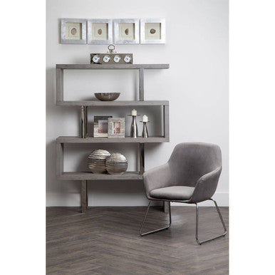 Grey Velvet Dining Chair with Chrome Legs