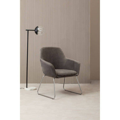 Grey Velvet Dining Chair with Chrome Legs