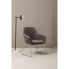 Grey Velvet Dining Chair with Chrome Legs