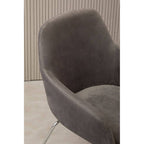 Grey Velvet Dining Chair with Chrome Legs
