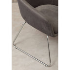 Grey Velvet Dining Chair with Chrome Legs