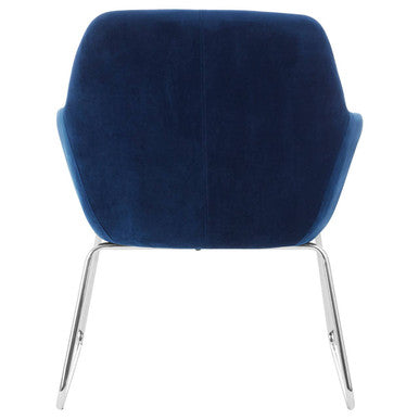 Blue Velvet Dining Chair with Chrome Legs