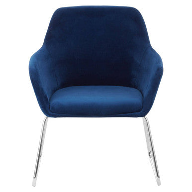 Blue Velvet Dining Chair with Chrome Legs