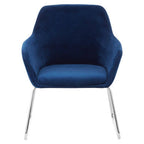 Blue Velvet Dining Chair with Chrome Legs