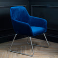 Blue Velvet Dining Chair with Chrome Legs