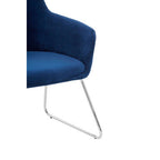 Blue Velvet Dining Chair with Chrome Legs