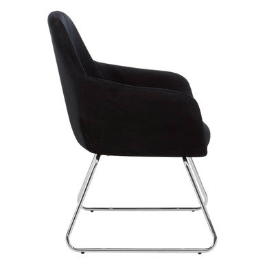Black Velvet Dining Chair with Chrome Legs