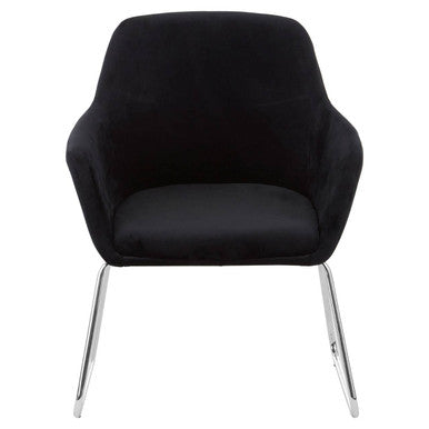 Black Velvet Dining Chair with Chrome Legs