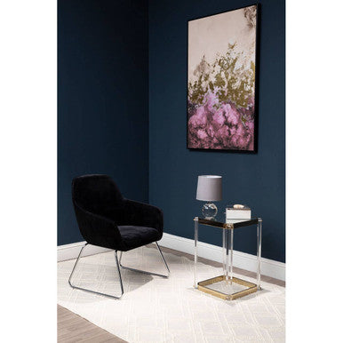 Black Velvet Dining Chair with Chrome Legs