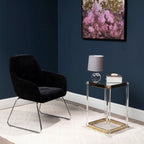 Black Velvet Dining Chair with Chrome Legs