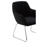 Black Velvet Dining Chair with Chrome Legs