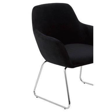 Black Velvet Dining Chair with Chrome Legs