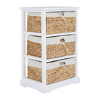 White Acacia Wood and Water Hyacinth 3 Drawer Chest