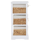 White Acacia Wood and Water Hyacinth 3 Drawer Chest