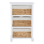 White Acacia Wood and Water Hyacinth 3 Drawer Chest