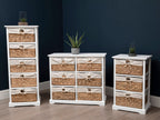 White Acacia Wood and Water Hyacinth 3 Drawer Chest