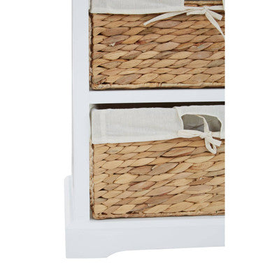 White Acacia Wood and Water Hyacinth 3 Drawer Chest