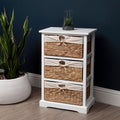 White Acacia Wood and Water Hyacinth 3 Drawer Chest