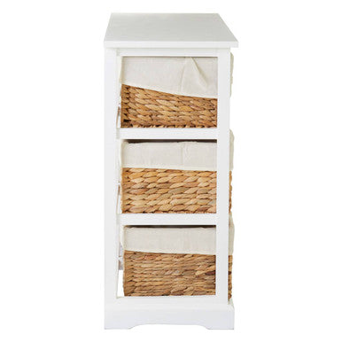 White Acacia Wood and Water Hyacinth 6 Drawer Chest