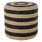 Black and Natural Seagrass Pouffe