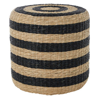 Black and Natural Seagrass Pouffe